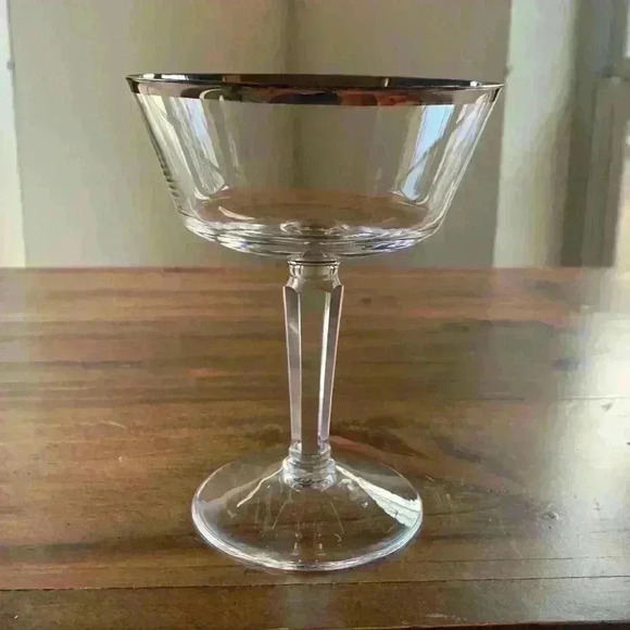 Lenox Crystal Glasses w/Platinum Trim (Solitaire) Champagne Coupe…Vintage - Picture 2 of 6